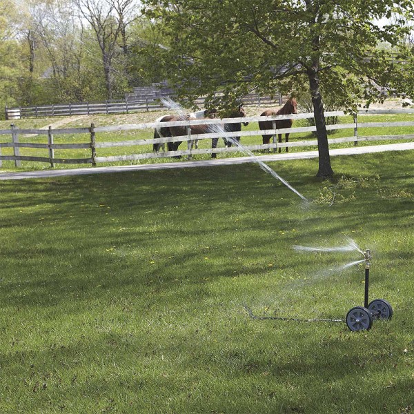 Strongway 49508.STR Wheeled Sprinkler, 3/4-In. Brass Sprinker Head, 2 Nozzles, 8-In. Poly Wheels