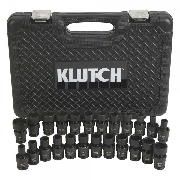 Klutch 54415 Universal Joint Impact Socket Set 3/8-In. SAE & Metric