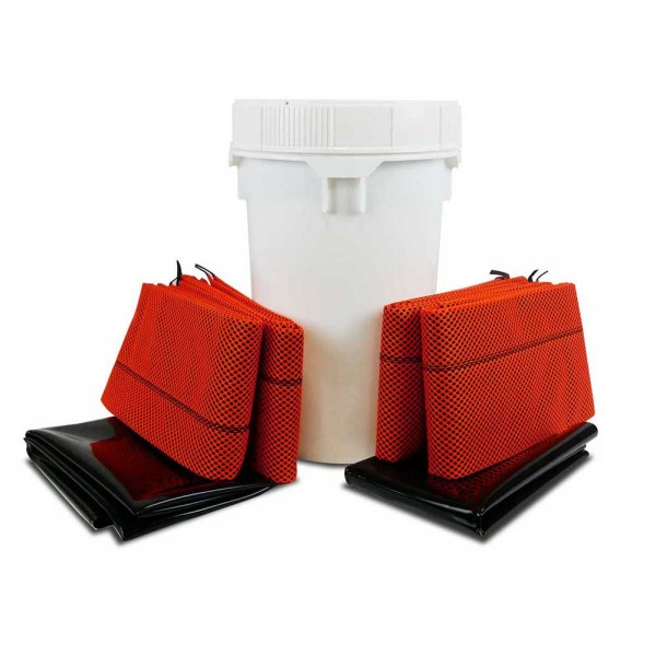 Quick Dam QDGGDS-HV Drain Seal Slurry Kit, 4- 10-Ft. Hi-Vis Water Barriers & 2- Drain Seals