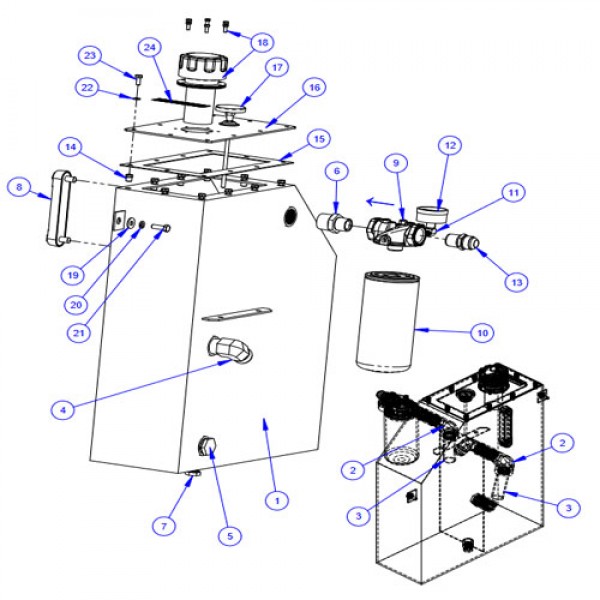 DiamonDiamond Product 4646173 Hydraulic Tank Assembly Cb 15/20/21/24/35,11 Gal.