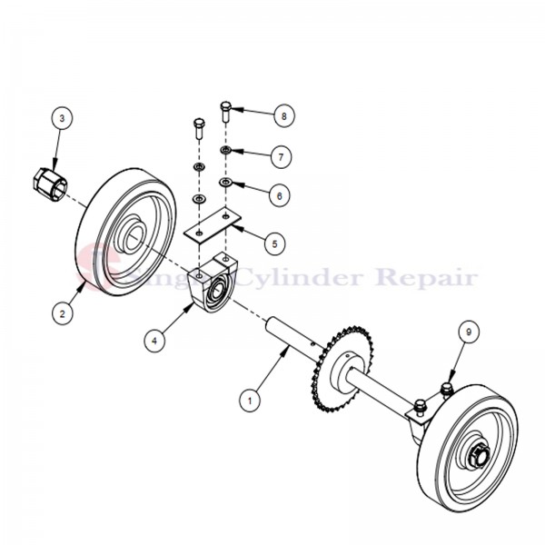 Diamond Products 6012050 Rear Axle Assy. (CC3700) With 35 Tooth Sprocket, Trantorque Wheels & Axle