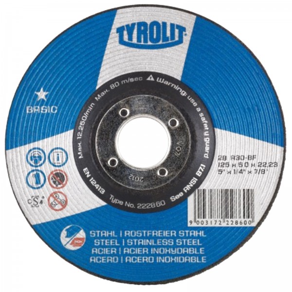 Tyrolit 20006677 7 In. X 1/4 In. X 5/8 In.-11 Basic Grinding Wheels For Steel-Type 28