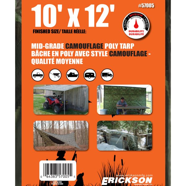 Erickson Manufacturing 57005 10' X 12' Camo Tarp with Display Box 10*10 Weave