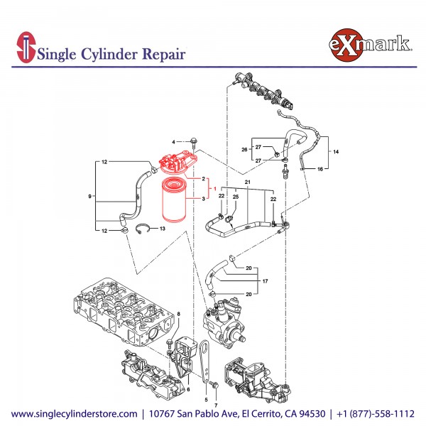 Exmark 127-3075 fuel oil filter assembly