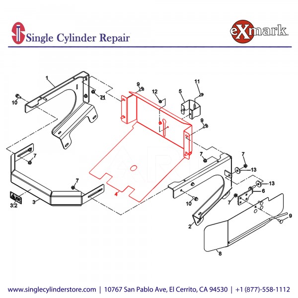 Exmark 135-9542 BACKSHIELD, AE HOPPER