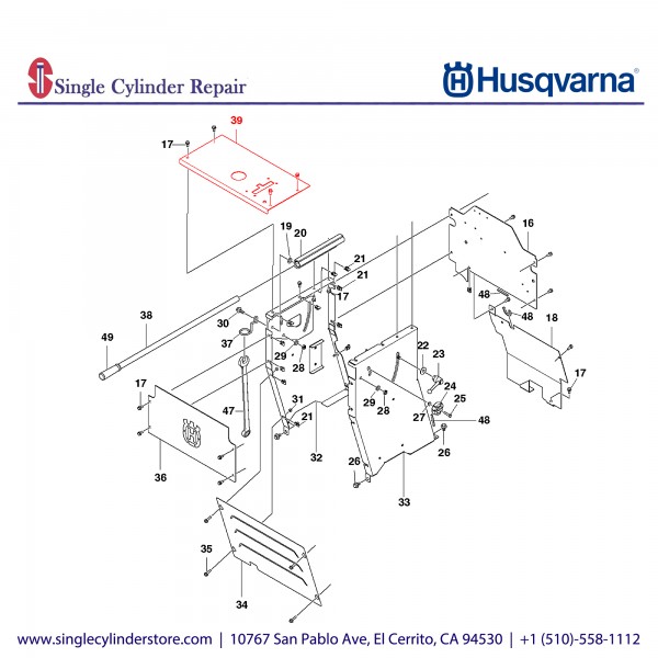 Husqvarna PANEL TOP w/ DECAL 593922301