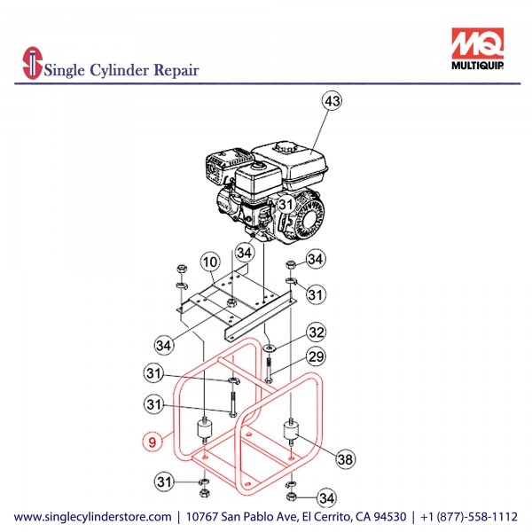 Multiquip 1353214010 Pipe Frame QP-301T/TH/RH/TA EY28,