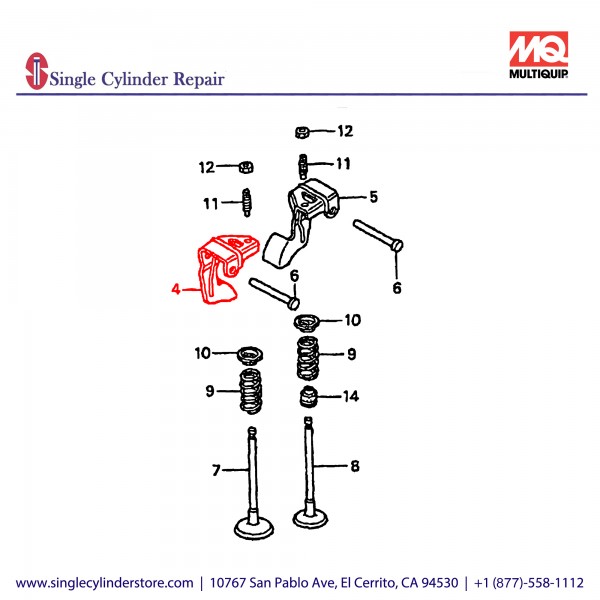 Multiquip 14431Z0D000 Rocker Arm Intake Valve GX100 HC-6727697
