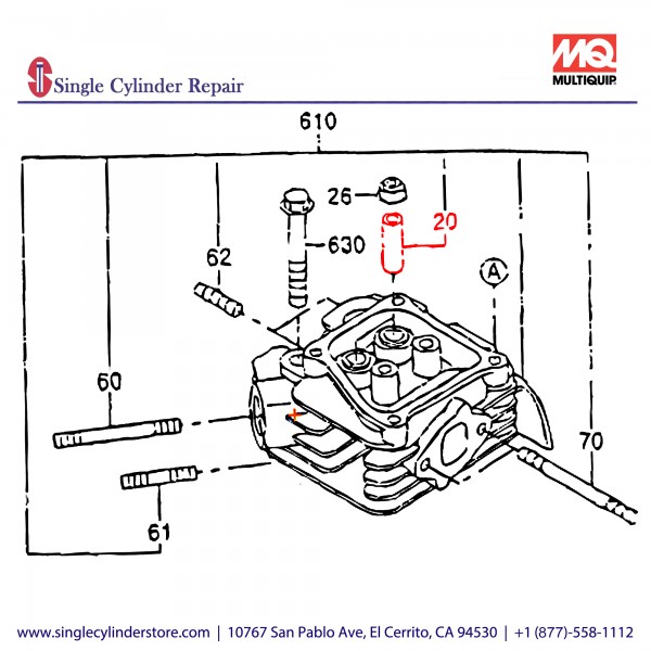 Multiquip 2371420203 Valve Guide EH12-2D/17 2.3R2,MT-74F