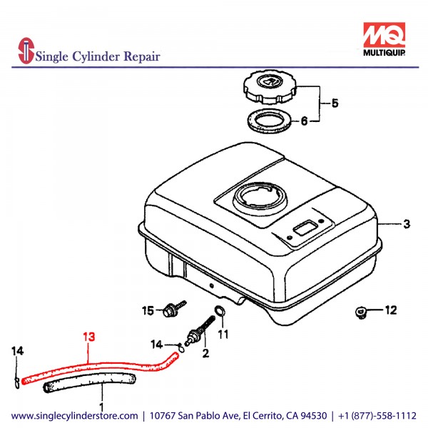Multiquip 950014500360M Hose Fuel Bulk