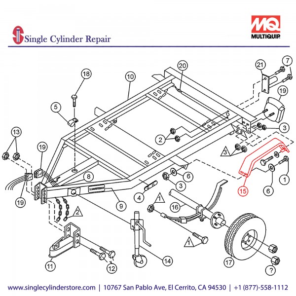 Multiquip 9505 Fender, 8x30x13, (Trlr-10,-50), Drilled